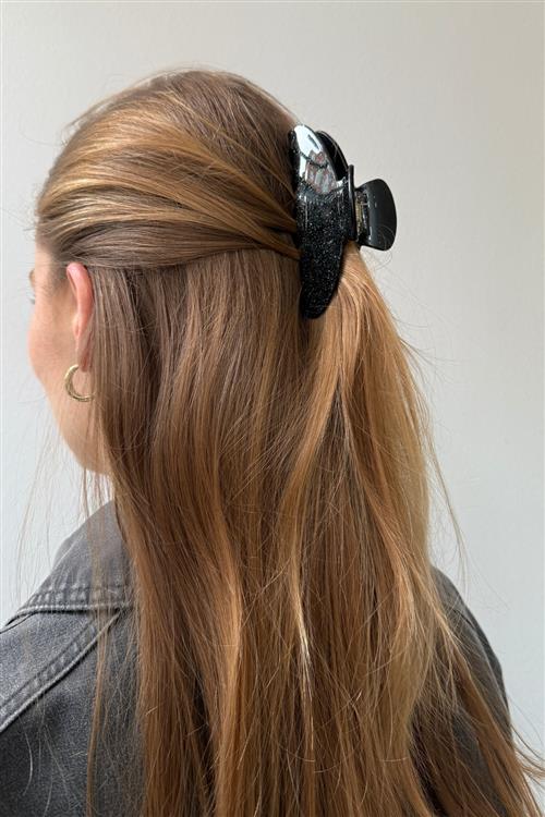 Hårspænde - Sort Glitter - One-Size - TeeShoppen