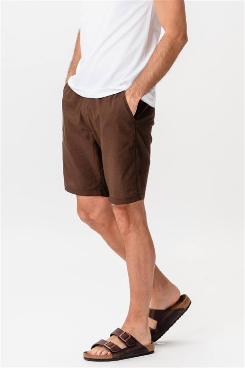 Hørshorts - Mørkebrun - L - TeeShoppen