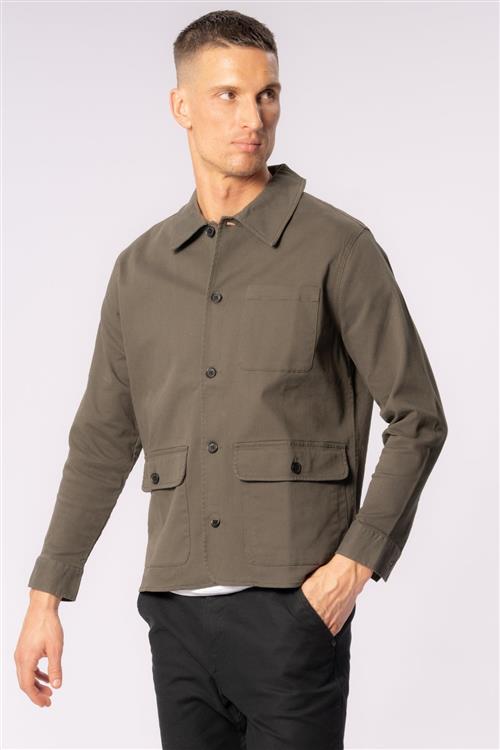 Twill Skjortejakke - Mørk Oliven - XL - TeeShoppen
