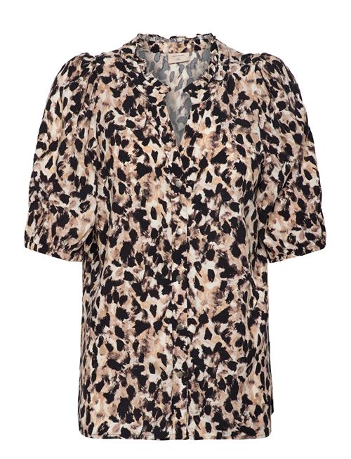 Shirt From Freequent In A Soft Material With Allover Print. The Shirt Has Short FREE/QUENT Brown