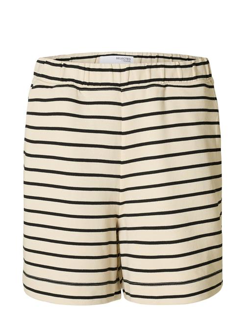 Slfelise Hw Striped Shorts Selected Cream