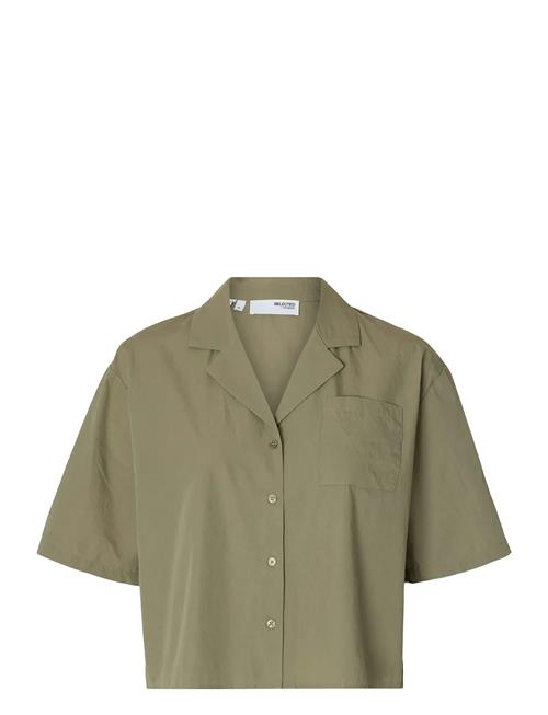 Slfblair Ss Cropped Shirt B Selected Khaki