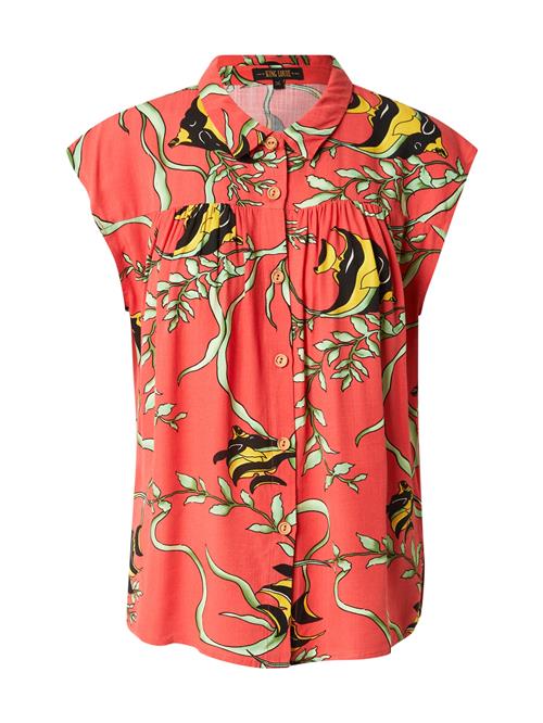 King Louie Bluse 'Amy'  gul / lysegrøn / koral / sort