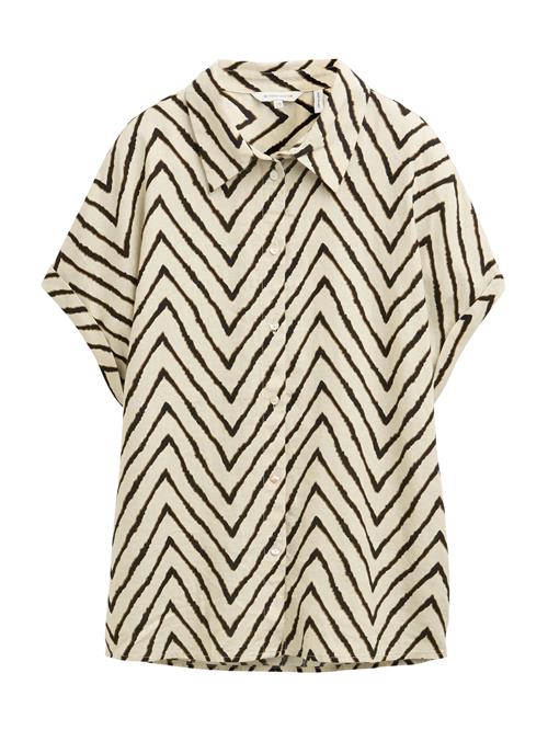 TOM TAILOR Bluse  creme / camel / sort