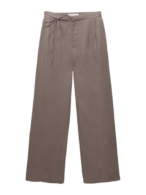 Pull&Bear Bukser med lægfolder  mudderfarvet
