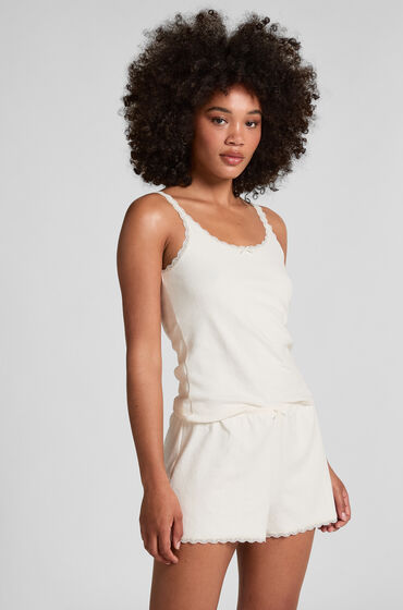 Se Hunkemöller Pointelle shorts Hvid ved Hunkemøller