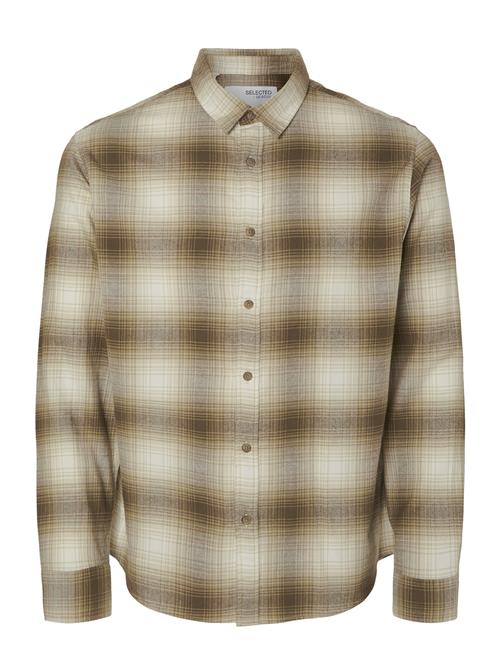 Slhslimowen-Flannel Shirt Ls Noos Selected Brown