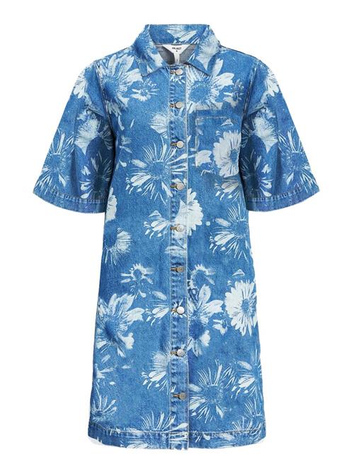 OBJECT Kjole  blue denim / hvid
