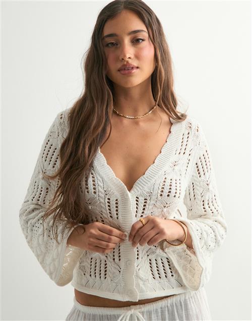 Vero Moda - Hvid - Vmemilia Ls V-Neck Knit Cardigan Vm