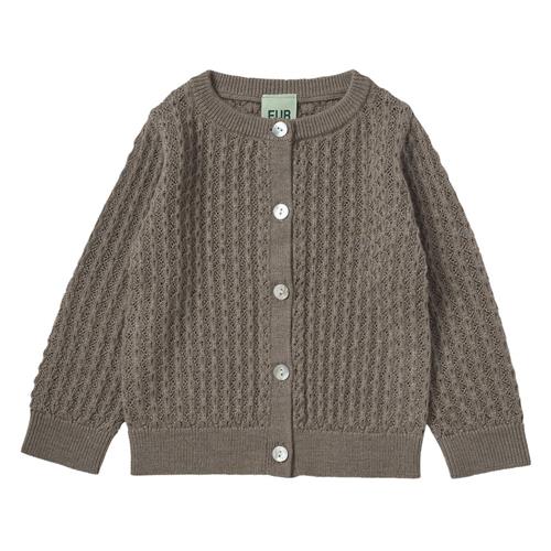 FUB Baby Pointelle Cardigan Hazel Melange 86 cm  Brun  86 cm  kvinde