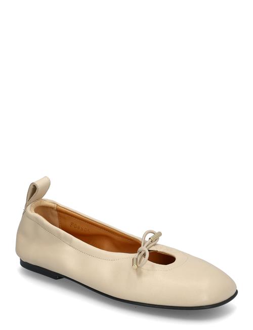 Rosalind Black Leather Ballet Flats ALOHAS Cream
