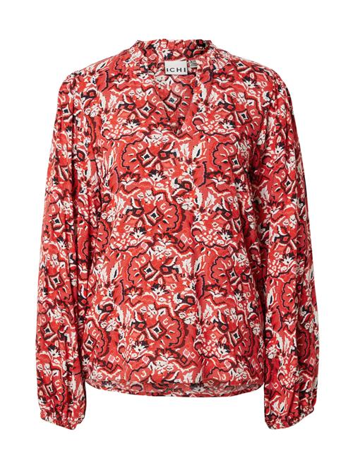 ICHI Bluse 'IH VERA'  blodrød / cranberry / sort / hvid