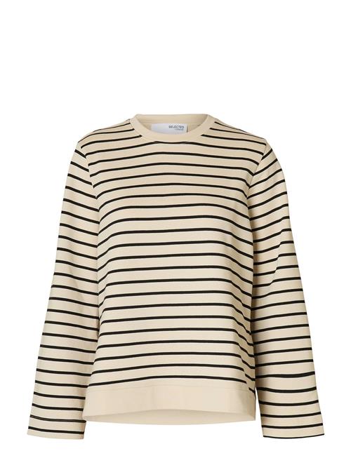 Slfelise Ls O-Neck Wide Striped Sweat Selected Cream