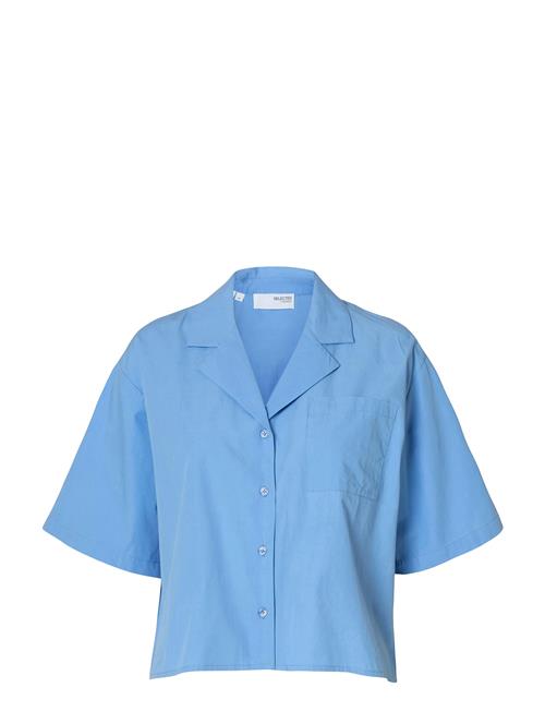Slfblair Ss Cropped Shirt B Selected Blue