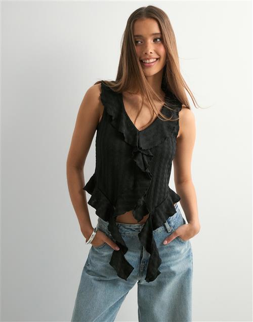 Vero Moda - Sort - Vmida Sl Frill Top Jrs Ga