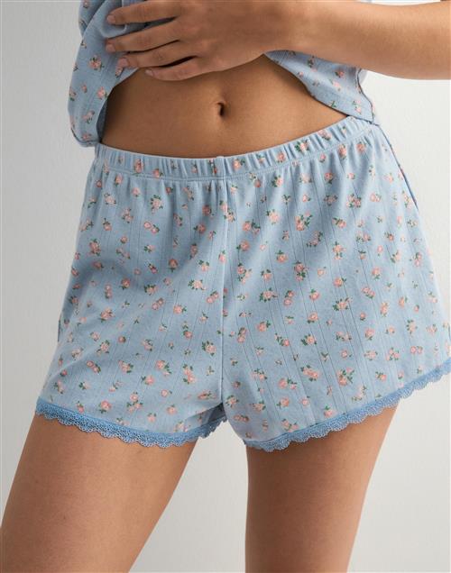 Hunkemöller - Blå - Short Pointelle Lace Flower