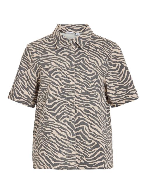 VILA Bluse 'VIChia'  beige / mørkegrå
