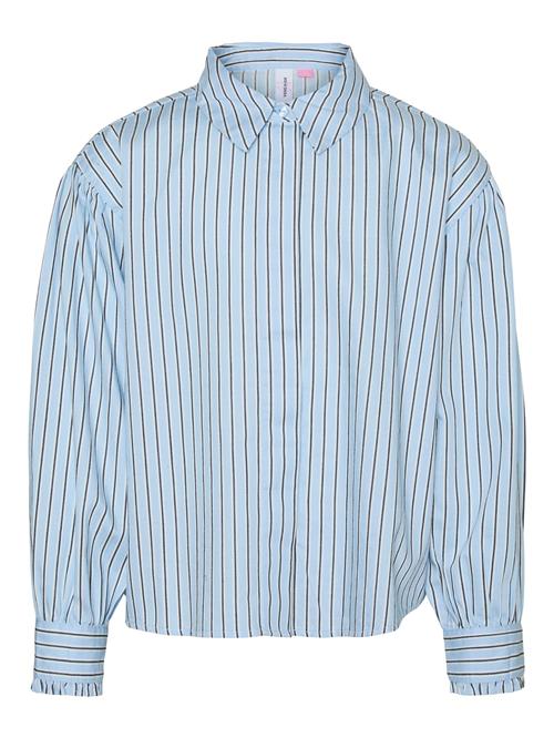 Vero Moda Girl Bluse 'VMPinnys'  lyseblå / sort / hvid