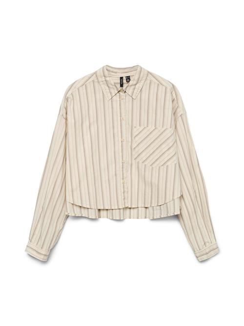 VERO MODA Bluse 'Sia'  beige / mørkebeige / hvid