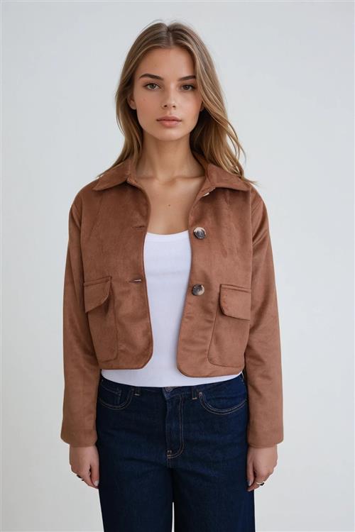 Nelly Kort Jakke - Brun - L - TeeShoppen