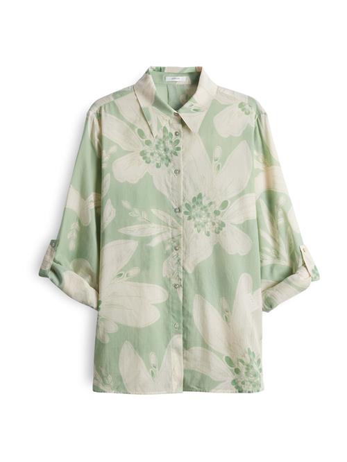 OPUS Bluse 'Fumine Bohème'  ecru / lysegrøn / hvid