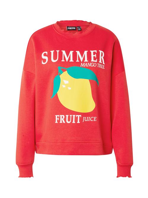 PIECES Sweatshirt 'PCMaliah'  gul / mørkegrøn / rød / hvid