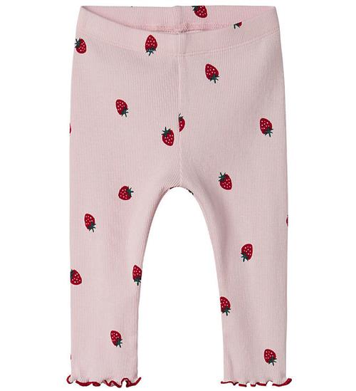 Name It Leggings - Rib - NbfJillie - Ballerina m. Jordbær