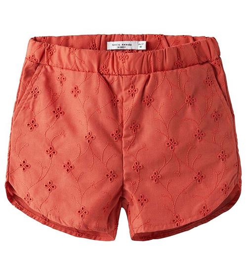 Name It Shorts - NmfVioleta - Spiced Coral m. Broderi Anglaise