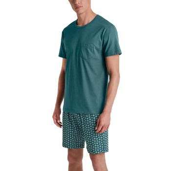 Calida Relax Imprint O Neck Short Pyjama Turkise bomuld Medium Herre