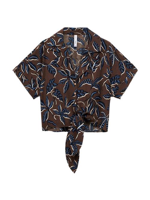 Se MANGO Bluse 'LIFE'  lysebeige / blå / marin / brun ved About You