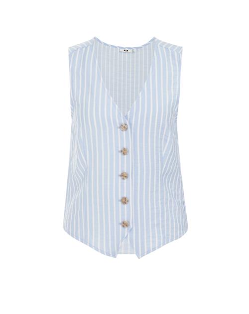 WE Fashion Bluse  lyseblå / offwhite