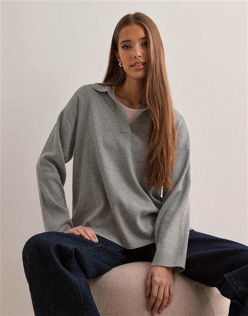 OBJECT - Grå - Objester L/S Lo Knit Polo Div