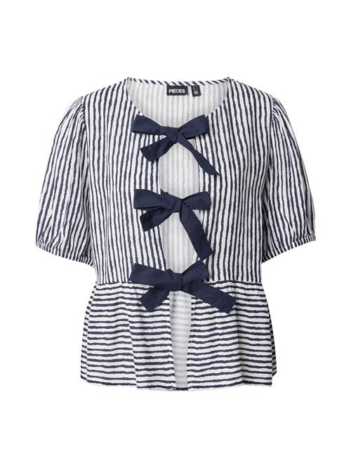 PIECES Bluse 'PCTalvina'  navy / hvid