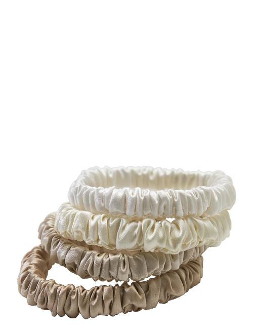 Mulberry Silk Skinny Scrunchies White, Cream White, Beige, Light Brown Lenoites Patterned