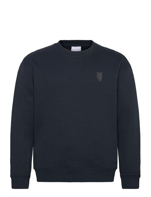 Loose Fit Sweat With Embroidery At Knowledge Cotton Apparel Navy