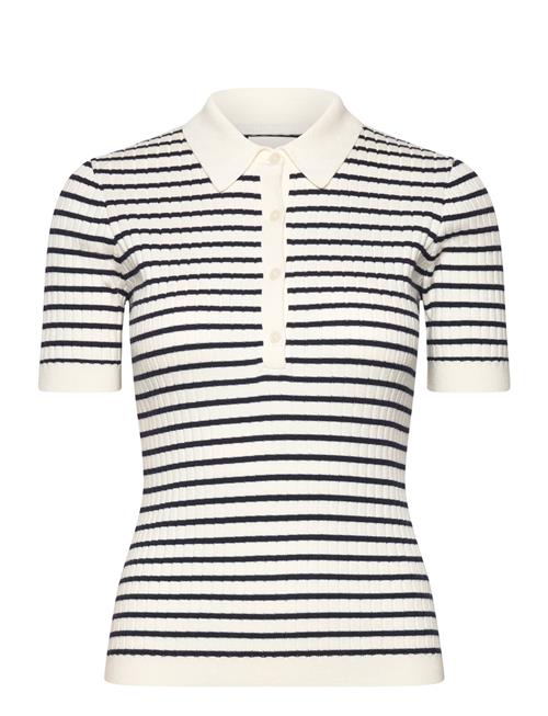 Rib Knit Striped Ss Rugger GANT Cream
