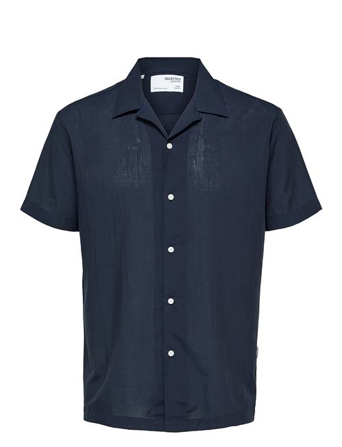 Slhreg-Air Shirt Ss Mix Selected Homme Navy