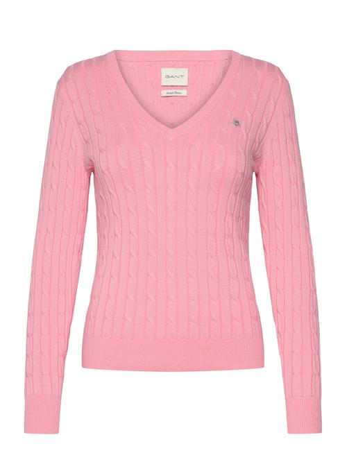 Stretch Cotton Cable V-Neck GANT Pink