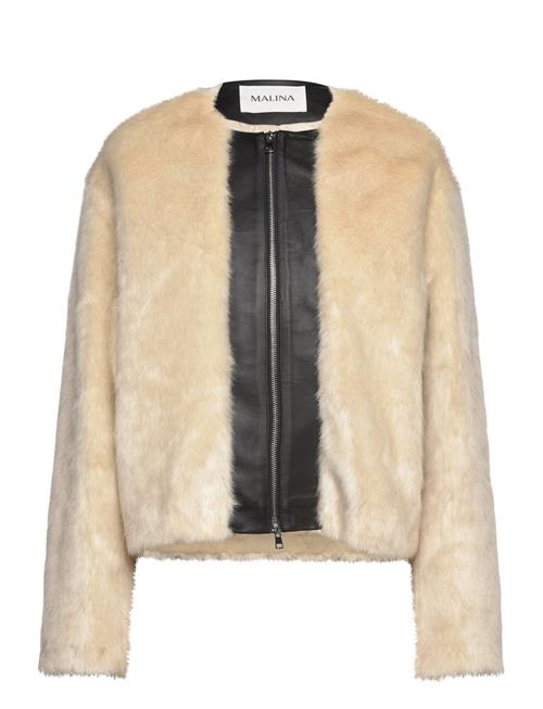 Engla Faux Fur And Leather Jacket Malina Cream
