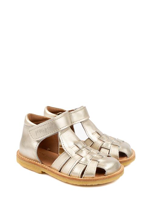 Classic Rub Sole Closed Braid Sanda Pom Pom Gold