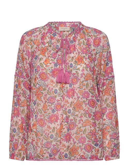 Blouse From Freequent In A Fine Cotton Crepe With A Floral Print. The Blouse Has FREE/QUENT Pink