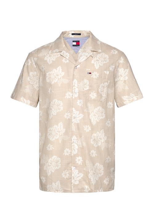 Tjm Reg Slub Aop Ss Shirt Ext Tommy Jeans Beige