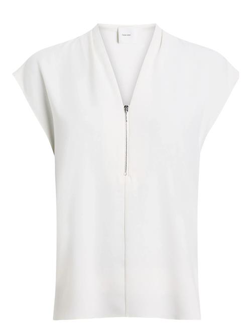 Heavy Georgette Ss Zip Blouse Calvin Klein White