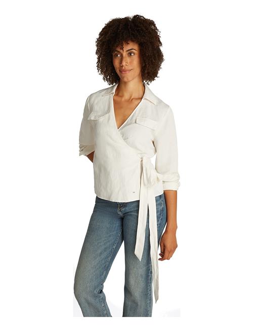 Textured Linen Wrap Blouse Tommy Hilfiger White