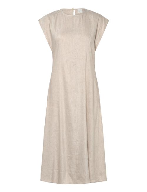 Stretch Linen Midi Dress Calvin Klein Beige