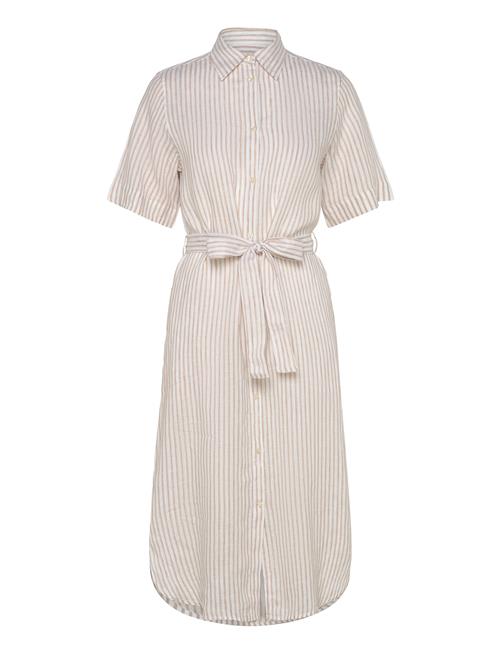 Reg Linen Striped Shirt Dress GANT Beige