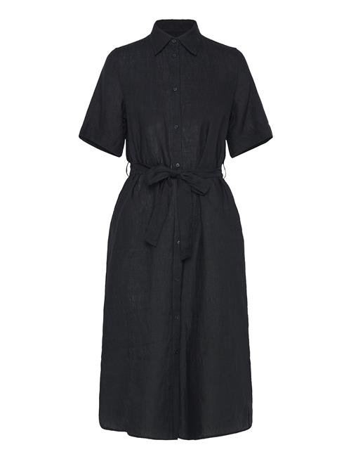 Reg Linen Ss Shirt Dress GANT Black