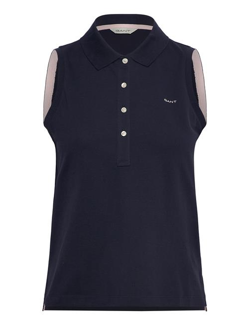 Contrast Collar Sleeveless Pique GANT Navy