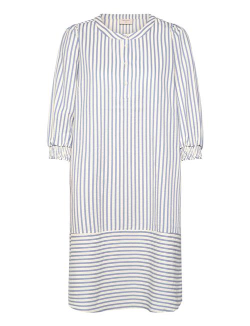 Dress From Freequent In A Lightly Embossed Material With Stripes. The Dress Has FREE/QUENT Blue