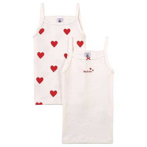 Petit Bateau 2-pak Heart Print Tanktoppe Lyserøde | Hvid | 4 years
